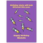Funny Covid Vaccine Syringe Birthday Card with Personalised Text Option