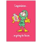 Congratulations on Getting Your Vaccine Card with Cartoon Doctor Illustration