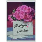 Personalised Thank You Card with Pretty Pink Roses and Note Design