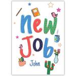 Personalised New Job Congratulations Card with Colourful Design and Fun Illustrations