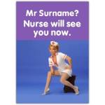 Sexy Nurse Humorous Valentines Day Greeting Card with Personalised Text Option