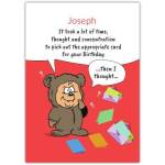 Personalised Funny Bear Birthday Card with Humorous Message on Red Background