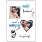 Personalised Wedding Day Card for Husband with Two Photo Uploads and Custom Message