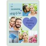 Personalised Wedding Day Photo Card for Wife to Be with Heart and Floral Design