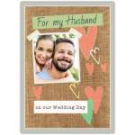 Personalised Wedding Day Husband Photo Upload Scrapbook Style Greeting Card