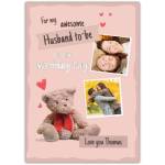 Personalised Husband to Be Wedding Day Photo Upload Card with Teddy Bear Design