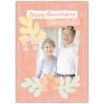 Personalised Happy Anniversary Card for Mum and Dad with Orange Flowers and Photo Upload