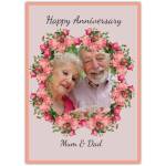 Personalised Floral Photo Upload Anniversary Card for Mum and Dad