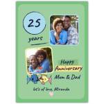 Personalised 25th Anniversary Photo Card with Cute Fish Design for Mum and Dad
