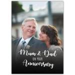 Personalised Mum and Dad Anniversary Photo Upload Greeting Card with Frame