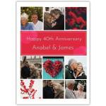 Personalised 40th Ruby Anniversary Photo Gallery Couple Greeting Card