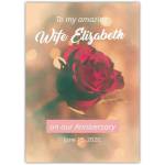 Personalised Anniversary Card for Wife with Red Rose and Custom Name and Date