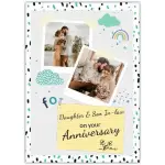 Personalised Daughter and Son-in-Law Anniversary Photo Scrapbook Card with Rainbow and Cloud Design