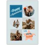 Personalised Husband Anniversary Card with 4 Photo Uploads and Heart Star Design