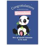 Congratulations New Grandson Baby Card with Blue Panda Design