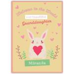 Welcome New Granddaughter Baby Card with Cute Yellow Bunny and Heart Design