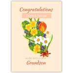 Personalised Congratulations on Birth of Grandson Yellow Bouquet Card