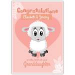 Personalised New Baby Granddaughter Pink Sheep Congratulations Card