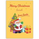 Personalised Merry Christmas Santa with Sack and Presents Card