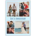 Personalised Blue Photo Collage Anniversary Card for Any Year Celebration