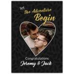 Personalised Wedding or Partnership Card with Gold Heart Photo Frame and Congratulations Message