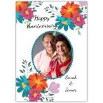 Personalised Floral Photo Keyhole Anniversary Greeting Card