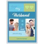 Personalised Anniversary Card for Husband with Photo Upload in Blue and Green Design