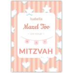 Personalised Pink Bat Mitzvah Greeting Card with Hearts and Stars Design