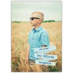 Personalised Bar Mitzvah Photo Upload Card with Blue Banner Design