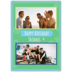Personalised Green Photo Upload Happy Birthday Greeting Card with Two Photo Slots