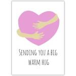 Sending You a Big Warm Hug Pink Heart Greeting Card for Support and Love