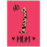 No 1 Mum Leopard Print Mother's Day Card in Red for Mum