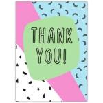 Thank You Card with Colourful Abstract Pattern in Green Pink Blue and White