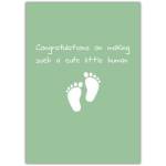 Congratulations New Baby Neutral Green Footprints Card Suitable for Boy or Girl