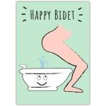 Happy Birthday Toilet Humour Card with Funny Bidet Pun and Cheeky Design