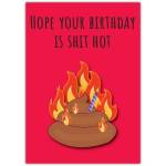 Funny Shit Hot Flames Humour Birthday Card with Personalised Message Option