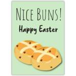 Nice Buns Happy Easter Hot Cross Bun Pun Humorous Easter Greeting Card