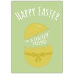 Happy Easter Cracking Friend Pun Greeting Card with Yellow Egg Design