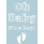Oh Baby It’s a Boy New Baby Congratulations Card with Feet Design