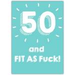 Fifty and Fit Humorous 50th Birthday Card with Bold Fitness Message