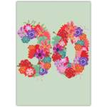 30th Birthday Floral Number Greeting Card with Colourful Flowers Design