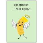 Funny Holy Macaroni Birthday Card with Angel Pasta Design