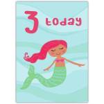 3rd Birthday Mermaid Card for Girls Age Three Personalised Kids Greeting Card