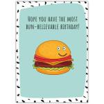 Happy Birthday Burger Pun Card with Bun-Believable Birthday Message