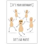 Happy Birthday Let's Go Nuts Fun Dancing Peanuts Humour Card