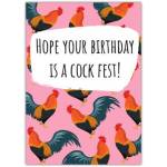 Funny Birthday Card Hope Your Birthday Is A Cock Fest Rooster Design