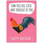 Funny Rude Rooster Humour Happy Birthday Greeting Card