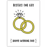 Besties for Life Wedding Day Card with Diamond Rings Design
