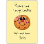 Get Well Soon Tough Cookie Personalised Greeting Card with Smiling Biscuit Design