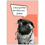 Personalised Get Well Soon Card Featuring Cute Pug Dog in Doctor Glasses